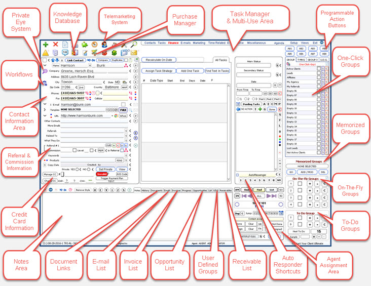 Main Screen - Contact Your Client Ultimate